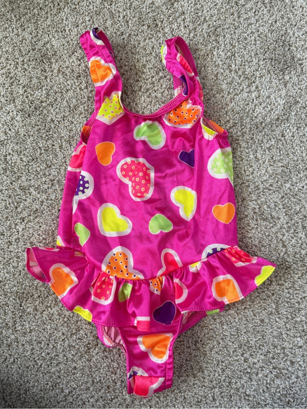 Girls Vintage One Piece Swimsuit Hearts